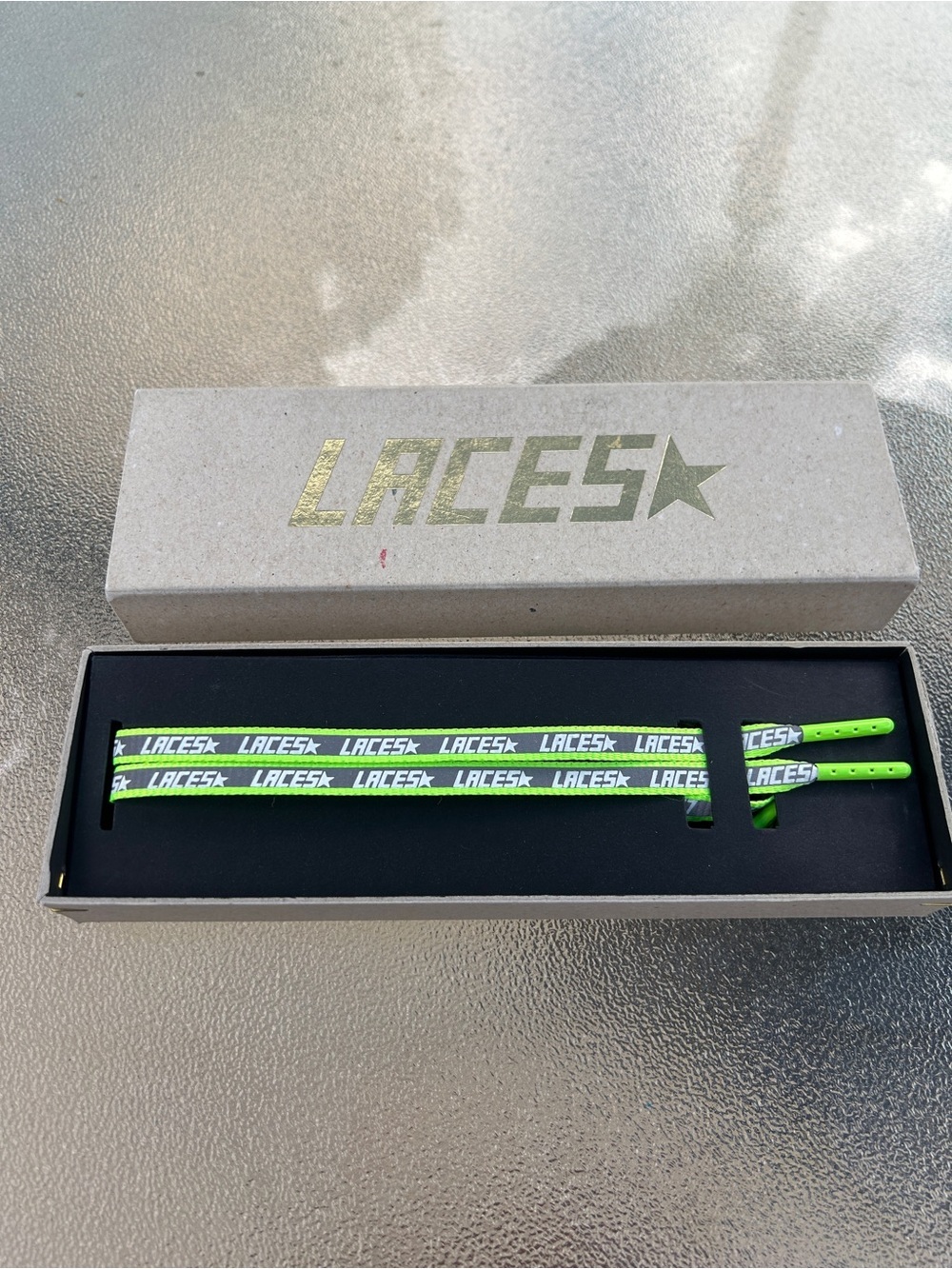 Golden Goose Laces Sz 140 Lime Green Reflective Adult New In Box